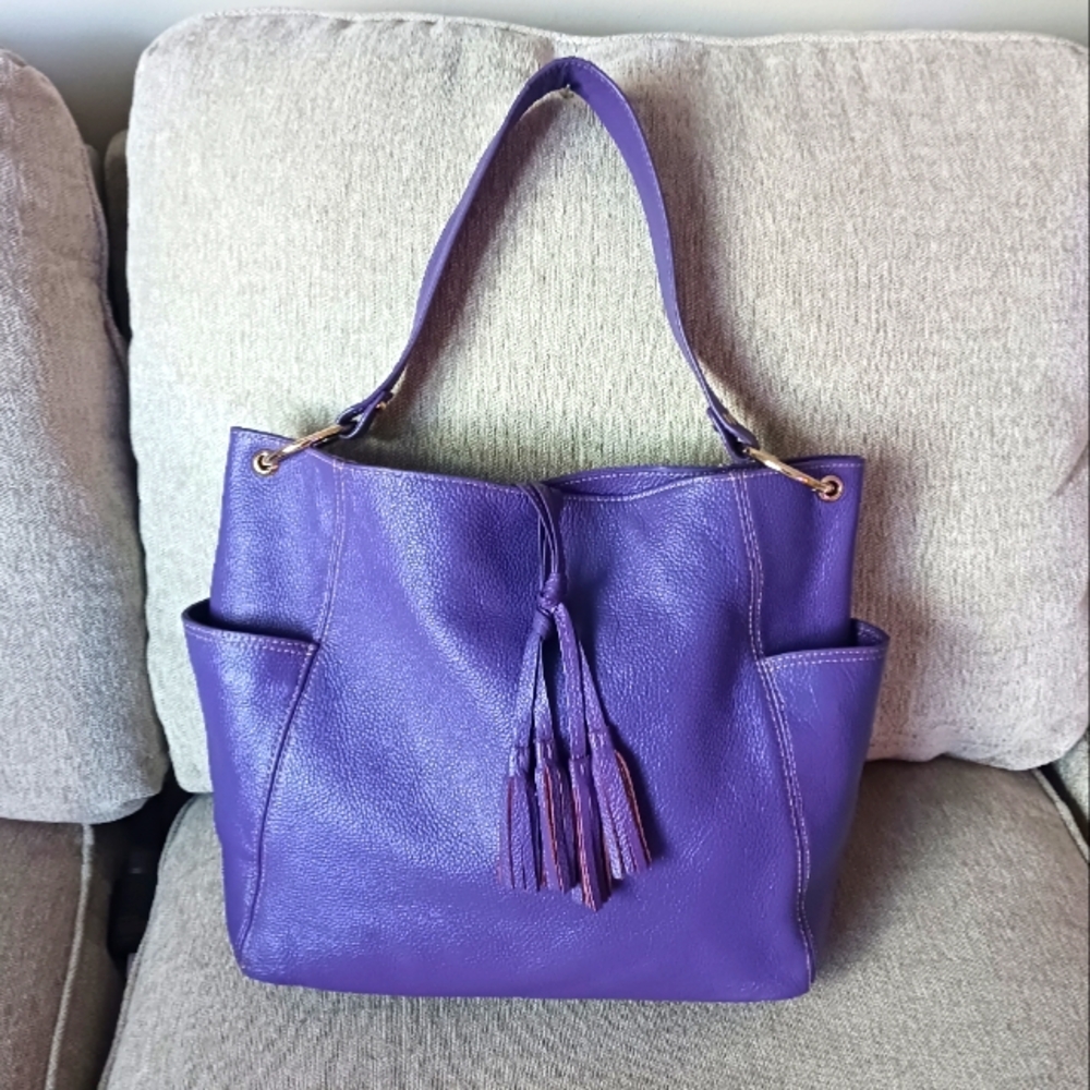 Laggo Purple Leather Shoulders  Bag